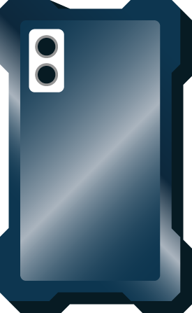 金属製のスマホケースに覆われている