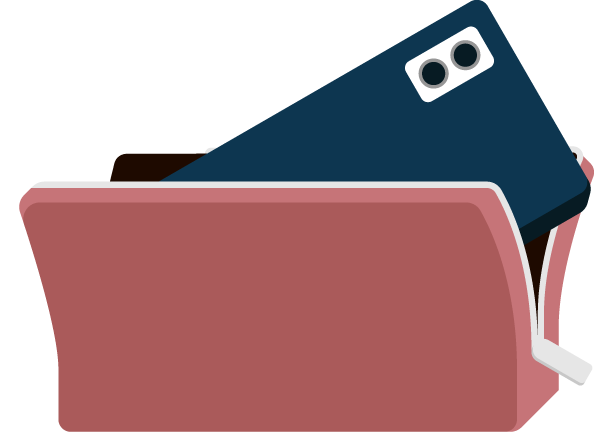 財布やカバンの中にスマホが入っている