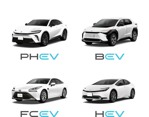 「PHEV」「BEV」「FCEV」「HEV」
