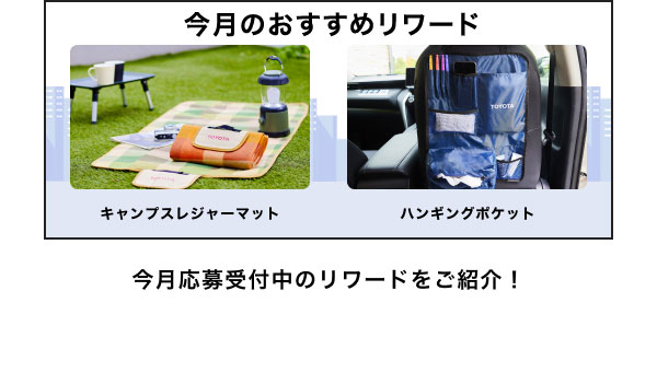 今月のおすすめリワードはこちら！ キャンプスレジャーマット ハンギングポケット