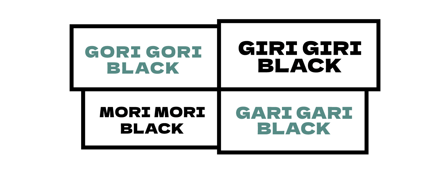 GORI GORI BLACK/GIRI GIRI BLACK/MORI MORI BLACK/GARI GARI BLACK