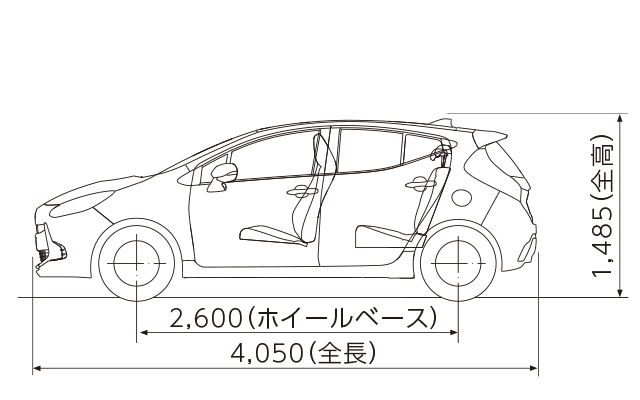 X（2WD）フレンドマチック取付用専用車（側面図）