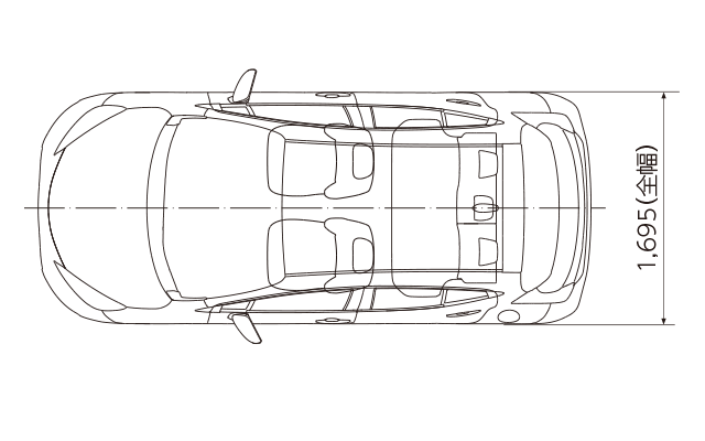 X（ 2WD） 車いす収納装置付車（平面図）