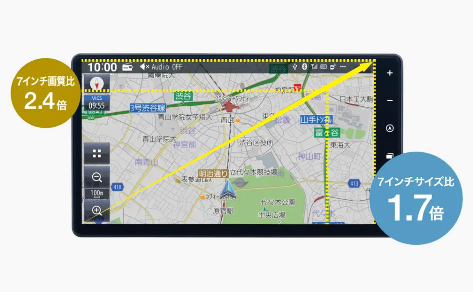 9インチ大画面高画質HD液晶