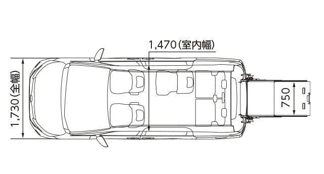 ノアX（2WD・7人乗り）車いす仕様車“タイプ1”（平面図）