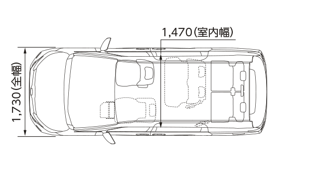 X（2WD・7人乗り）ウェルジョイン＋助手席リフトアップチルトシート（平面図）