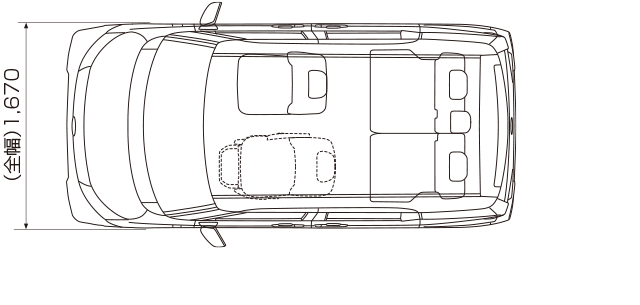 X（2WD）助手席リフトアップシート車“Aタイプ”（平面図）