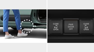 ワンタッチスイッチ付ハンズフリーデュアルパワースライドドア(挟み込み防止機能付)