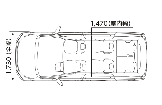 ヴォクシーS-G（2WD・7人乗り）助手席リフトアップチルトシート車（平面図）