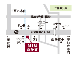 宮城トヨタ ＭＴＧ西多賀の地図