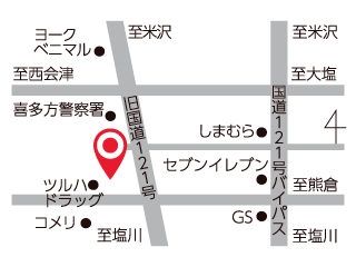 福島トヨタ自動車 喜多方店の地図