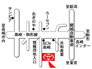 群馬トヨタ自動車 高崎インター島野店の地図