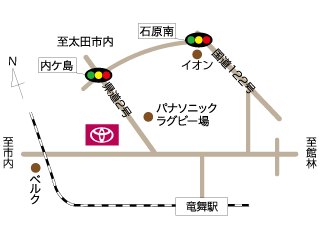 群馬トヨタ自動車&nbsp;太田竜舞店の地図