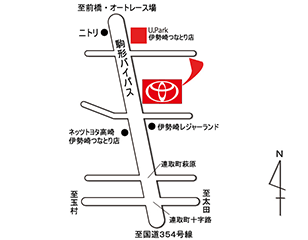 群馬トヨタ自動車 伊勢崎つなとり店の地図