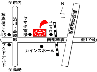 群馬トヨタ自動車 Ｕ．Ｐａｒｋオートモール渋川店の地図