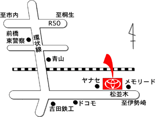 群馬トヨタ自動車 前橋天川大島店の地図
