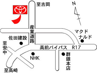 群馬トヨタ自動車 前橋大友店の地図