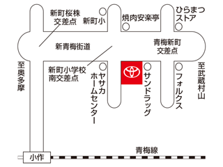 トヨタモビリティ東京 青梅新町店の地図