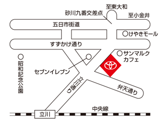 トヨタモビリティ東京 立川通り店の地図