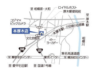 トヨタモビリティ神奈川 本厚木店の地図