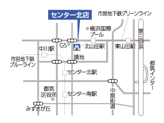 トヨタモビリティ神奈川 センター北店の地図