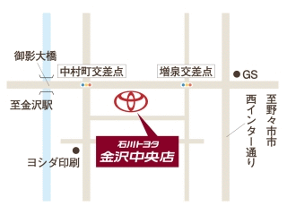石川トヨタ自動車 金沢御影店の地図