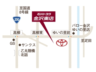 石川トヨタ自動車 金沢東店の地図