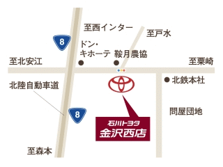 石川トヨタ自動車 金沢西店の地図