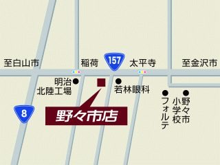 石川トヨタ自動車 野々市店の地図