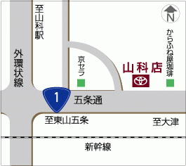 京都トヨタ自動車 山科店の地図
