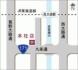 京都トヨタ自動車 本社店の地図