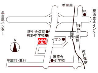 兵庫トヨタ自動車 マイカーランド藤原台の地図