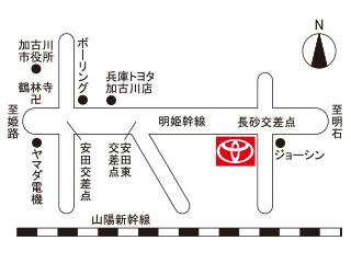 兵庫トヨタ自動車 マイカーランド加古川の地図