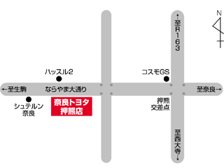 奈良トヨタ&nbsp;モビリティガーデンＲＴ押熊の地図