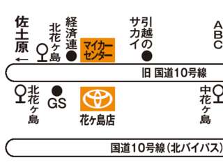 宮崎トヨタ カローラ宮崎花ヶ島店の地図