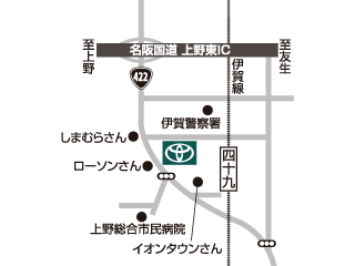 三重トヨペット 上野東インター店の地図