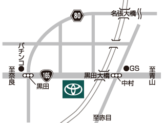 三重トヨペット 名張黒田店の地図