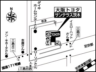 大阪トヨタ自動車 サンテラス茨木の地図