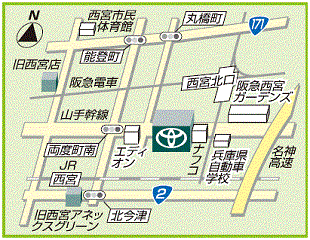 神戸トヨペット ＴＨＥ　ＧＡＲＡＧＥ　西宮の地図