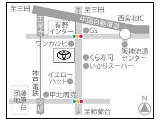 神戸トヨペット ＴＨＥ　ＧＡＲＡＧＥ　岡場の地図
