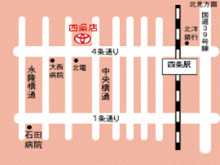 トヨタカローラ道北 四条店の地図