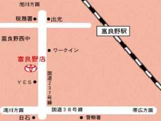 トヨタカローラ道北 富良野店の地図