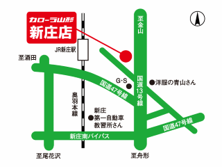 トヨタカローラ山形 新庄店の地図