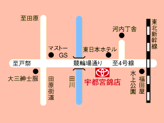 トヨタカローラ栃木 宇都宮錦店の地図