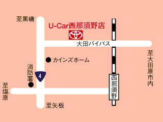 トヨタカローラ栃木 中古車 にしなすのの地図