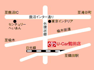 トヨタカローラ栃木 中古車 つるたの地図