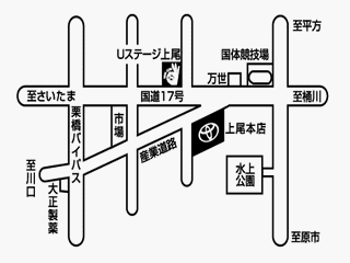 トヨタカローラ埼玉 Ｕステージ上尾の地図