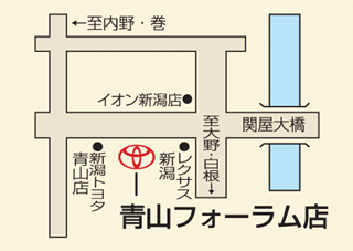 トヨタカローラ新潟 青山フォーラム店の地図