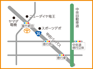 トヨタカローラ山梨 甲府ＵーＣａｒ店の地図