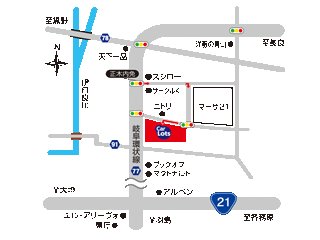 トヨタカローラ岐阜 Ｕ－Ｃａｒ長良店の地図